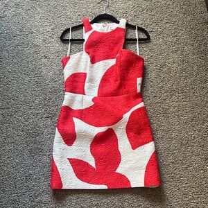 Milly Red and White Floral Mini Dress